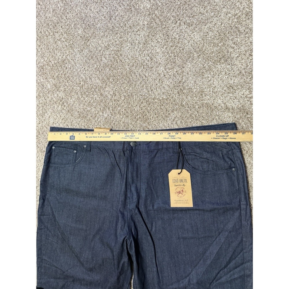 Vintage Ecko Unltd Jeans Mens 54x34 Blue Embroiders Super Baggy Y2K Wide Leg - Picture 6 of 9